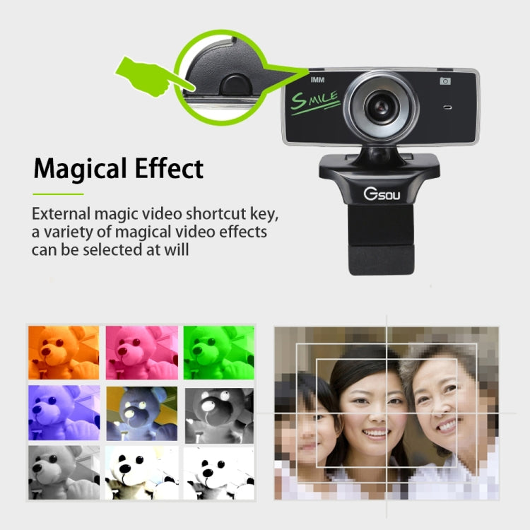 Webcam HD B01 avec microphone intégré, caméra web intelligente, caméra de diffusion en direct USB avec annulation du bruit