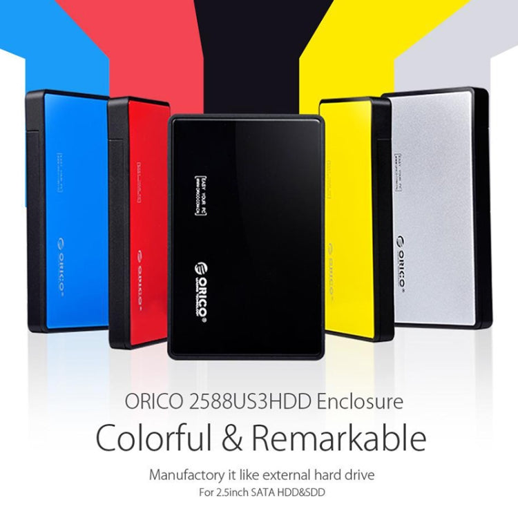 Boîtier pour disque dur USB3.0 2,5 pouces ORICO 2588US3-V1, argent, rouge, bleu, noir