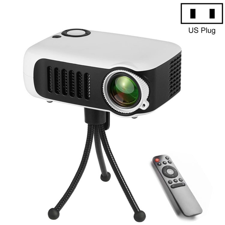 Mini projecteur portable A2000 800 lumens supporte 1080P LCD 50000 heures de durée de lampe Vidéoprojecteur home cinéma pour power bank, prise US