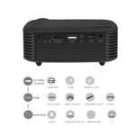 Mini projecteur portable A2000 800 lumens supporte 1080P LCD 50000 heures de durée de lampe Vidéoprojecteur home cinéma pour power bank, prise US