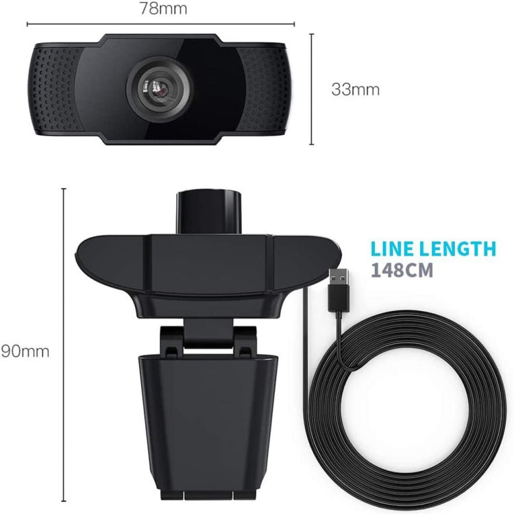 Caméra Webcam USB 1080P HD Mégapixels Capteur CMOS avec Micro pour Ordinateur PC et Ordinateurs Portables