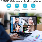 Caméra Webcam USB 1080P HD Mégapixels Capteur CMOS avec Micro pour Ordinateur PC et Ordinateurs Portables