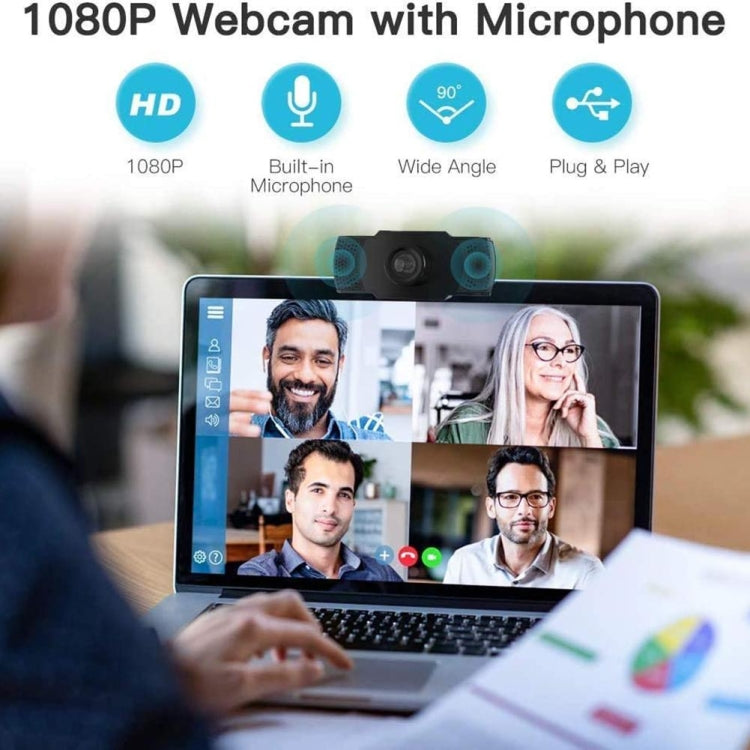 Caméra Webcam USB 1080P HD Mégapixels Capteur CMOS avec Micro pour Ordinateur PC et Ordinateurs Portables