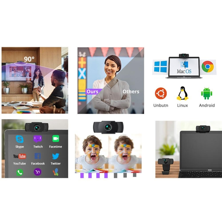 Caméra Webcam USB 1080P HD Mégapixels Capteur CMOS avec Micro pour Ordinateur PC et Ordinateurs Portables