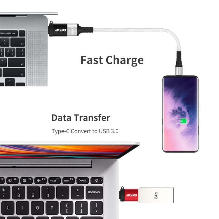 Adaptateur convertisseur de données OTG ENKAY ENK-AT101 en alliage d'aluminium USB-C / Type-C vers USB 3.0, ENK-AT101