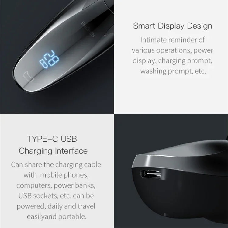 Rasoir Électrique Original Xiaomi Youpin Yingqu Blackstone3 pour Hommes Soins du Visage Portable à Trois Têtes de Coupe