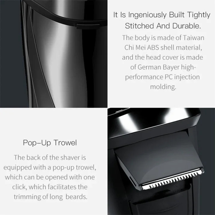 Rasoir Électrique Original Xiaomi Youpin Yingqu Blackstone3 pour Hommes Soins du Visage Portable à Trois Têtes de Coupe