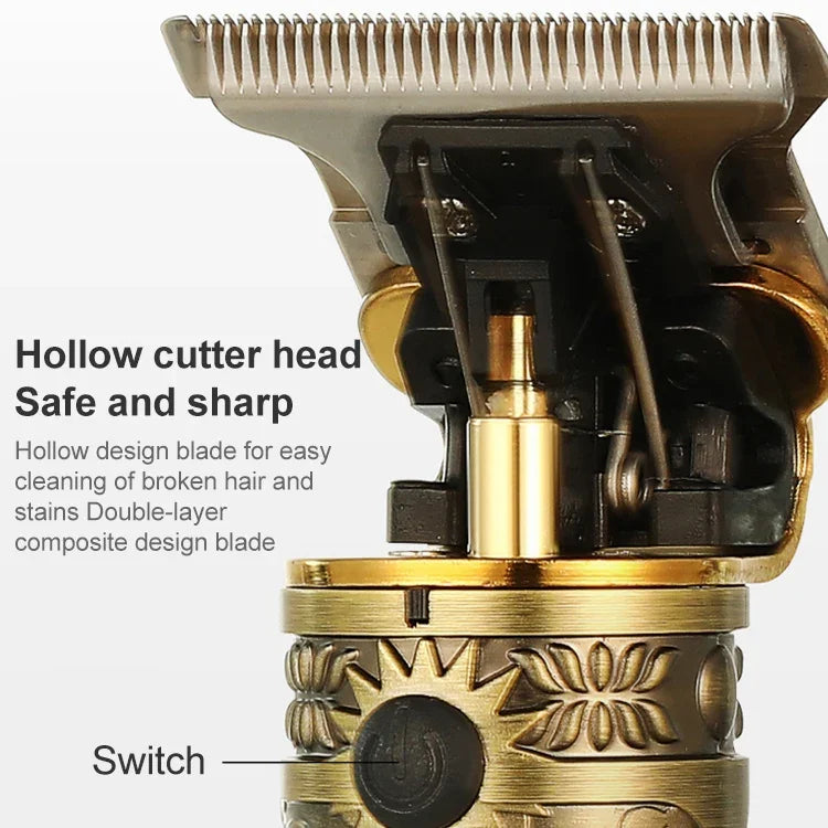 VGR V-228 Tondeuse à Cheveux Rétro Gravée USB 5W avec Affichage Numérique LED, V-228 (Bronze), V-228 (Argent)
