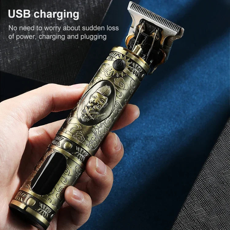 VGR V-228 Tondeuse à Cheveux Rétro Gravée USB 5W avec Affichage Numérique LED, V-228 (Bronze), V-228 (Argent)