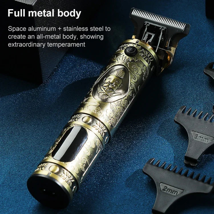 VGR V-228 Tondeuse à Cheveux Rétro Gravée USB 5W avec Affichage Numérique LED, V-228 (Bronze), V-228 (Argent)