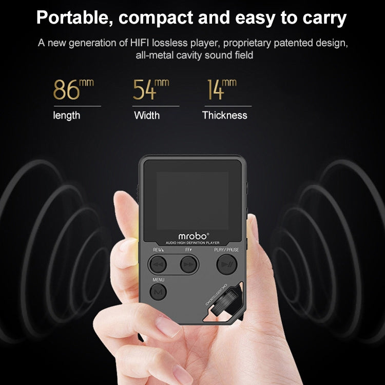 Lecteur MP3 HIFI métal 1,8 pouce, qualité sonore élevée, lecteur de musique sans perte d'entrée de gamme, support carte TF / FM / e-book