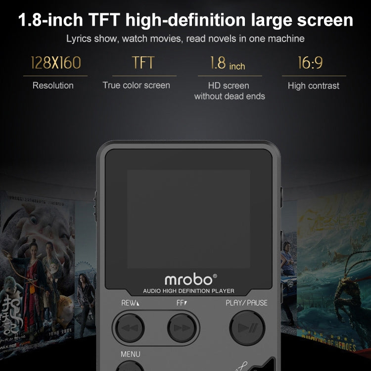 Lecteur MP3 HIFI métal 1,8 pouce, qualité sonore élevée, lecteur de musique sans perte d'entrée de gamme, support carte TF / FM / e-book