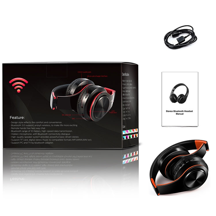 Tourya B7 Casque sans fil Bluetooth pliable avec microphone, B7 (Noir Rouge), B7 (Noir Bleu)
