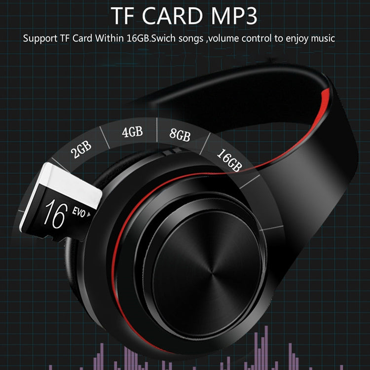 Tourya B7 Casque sans fil Bluetooth pliable avec microphone, B7 (Noir Rouge), B7 (Noir Bleu)