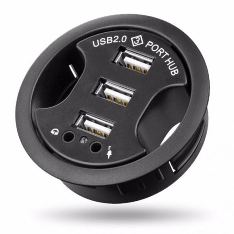 Hub USB 2.0 à 3 ports avec prise audio 3,5 mm et microphone