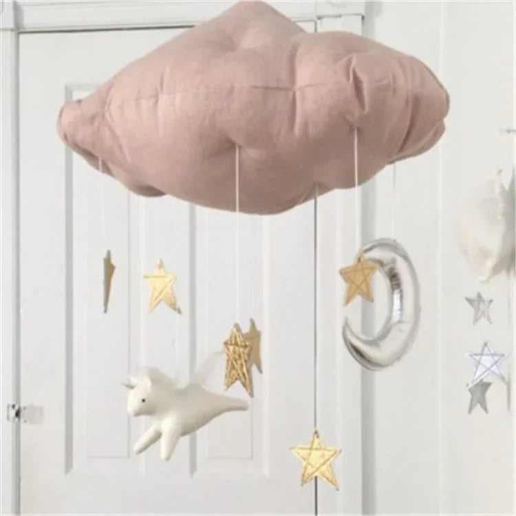 Mobile de plafond pour chambre de bébé décoration de fête nuages lune étoiles décorations suspendues décoration chambre d'enfant pour literie bébé