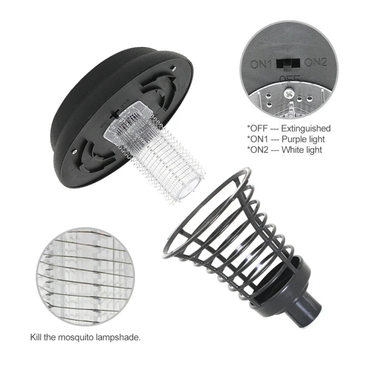 Lampe Solaire LED Anti-Moustique, Anti-Insectes, Anti-Nuisibles UV pour Extérieur, Jardin, Pelouse, Paysage