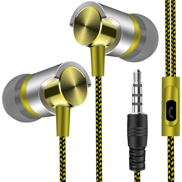 Écouteurs Filaire Métal Super Bass Casque Audio Intra-Auriculaire Sport avec Micro pour Xiaomi Samsung Huawei