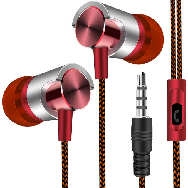 Écouteurs Filaire Métal Super Bass Casque Audio Intra-Auriculaire Sport avec Micro pour Xiaomi Samsung Huawei