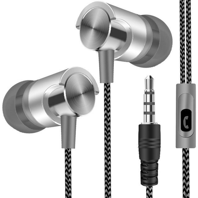 Écouteurs Filaire Métal Super Bass Casque Audio Intra-Auriculaire Sport avec Micro pour Xiaomi Samsung Huawei