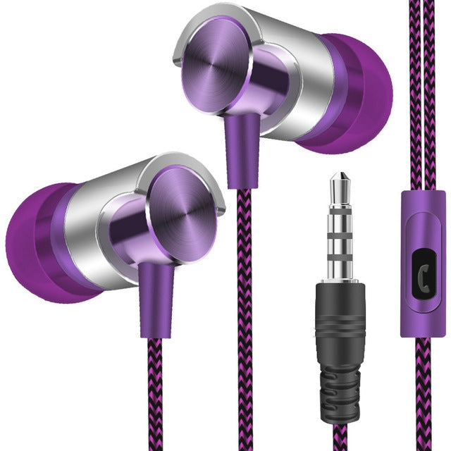 Écouteurs Filaire Métal Super Bass Casque Audio Intra-Auriculaire Sport avec Micro pour Xiaomi Samsung Huawei
