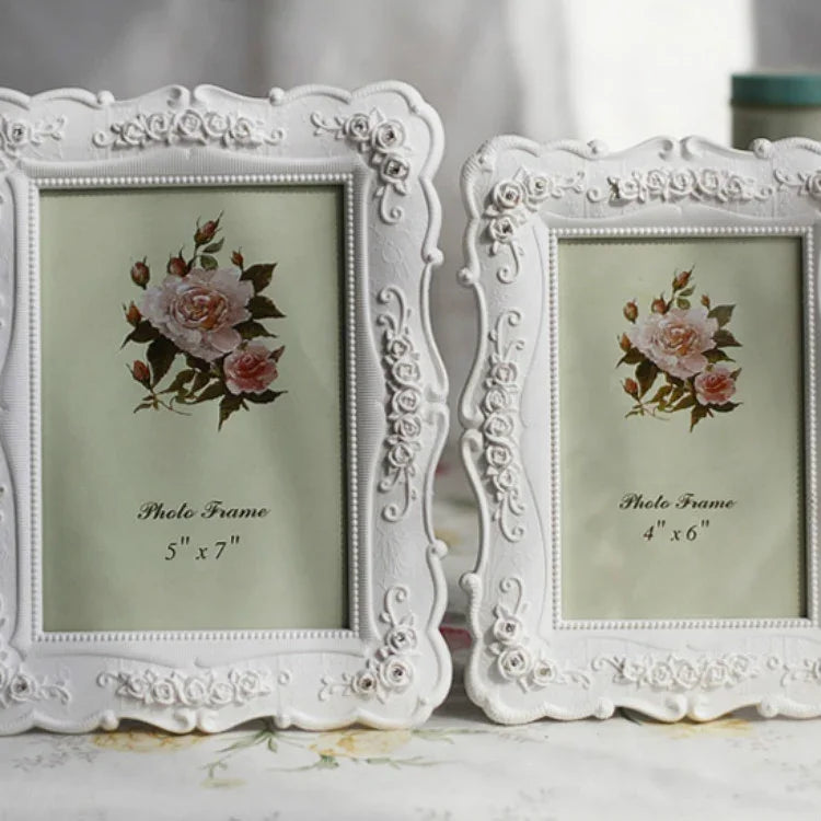 Décoration de maison style pastoral Cadre photo sculpté rose, Cadre photo sculpté
