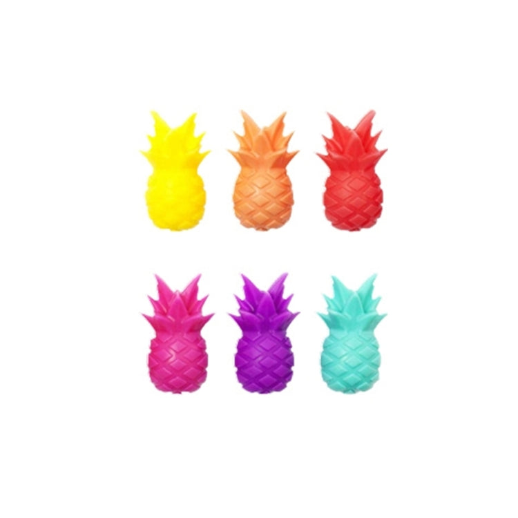 6 pièces/ensemble Marqueurs de Verre à Vin en Silicone Ananas, Distributeur en Forme de Fruit pour Fête, Marque-tasse, Ananas