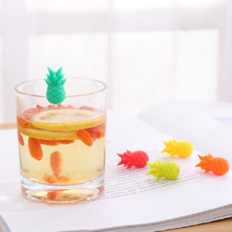 6 pièces/ensemble Marqueurs de Verre à Vin en Silicone Ananas, Distributeur en Forme de Fruit pour Fête, Marque-tasse, Ananas