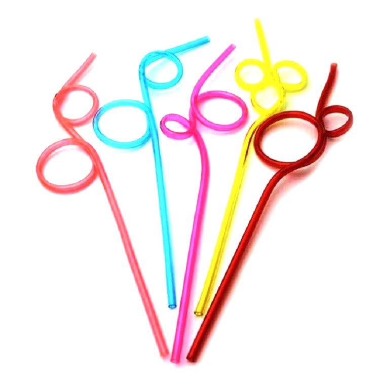 10 pailles en plastique incurvées créatives, livraison de style couleur aléatoire, pailles en plastique incurvées