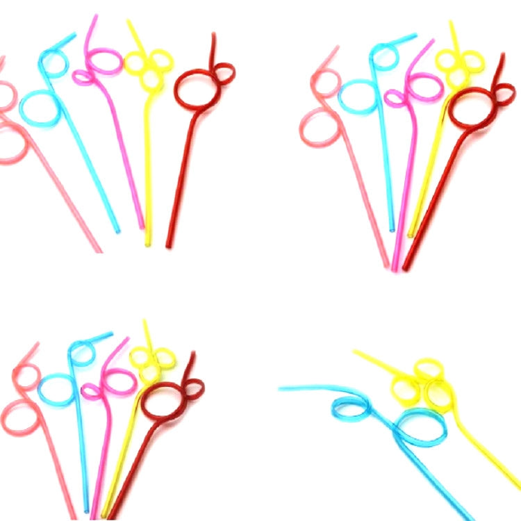 10 pailles en plastique incurvées créatives, livraison de style couleur aléatoire, pailles en plastique incurvées