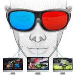 Lunettes 3D rouge bleu Anaglyphe Lunettes 3D à monture pour vision stéréoscopique de jeux et films Lunettes dimensionnelles en plastique, rouge bleu