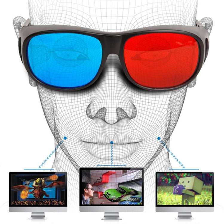 Lunettes 3D rouge bleu Anaglyphe Lunettes 3D à monture pour vision stéréoscopique de jeux et films Lunettes dimensionnelles en plastique, rouge bleu