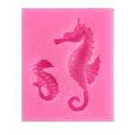 2 moules en silicone pour la modélisation de l'hippocampe, pour fondants, gâteaux, chocolats, outils de cuisson, forme d'hippocampe (rose), forme d'hippocampe (gris)