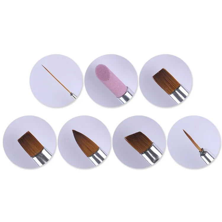 Lot de 7 pinceaux pour étirer, sculpter et affûter les ongles, outil de manucure