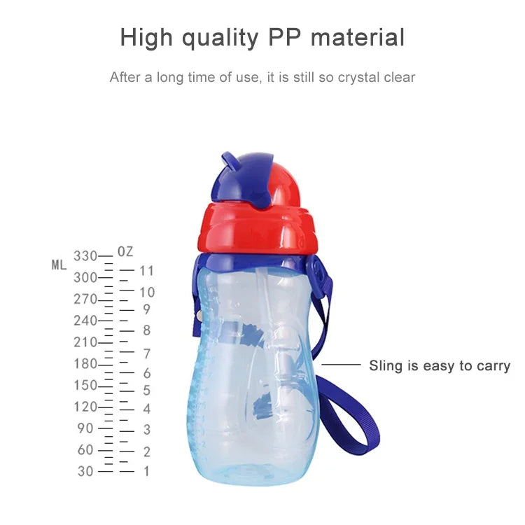 Biberon d'eau pour bébé avec paille, portable, motif dessin animé, tasses d'apprentissage, gourdes de sport, tasses d'alimentation pour bébé