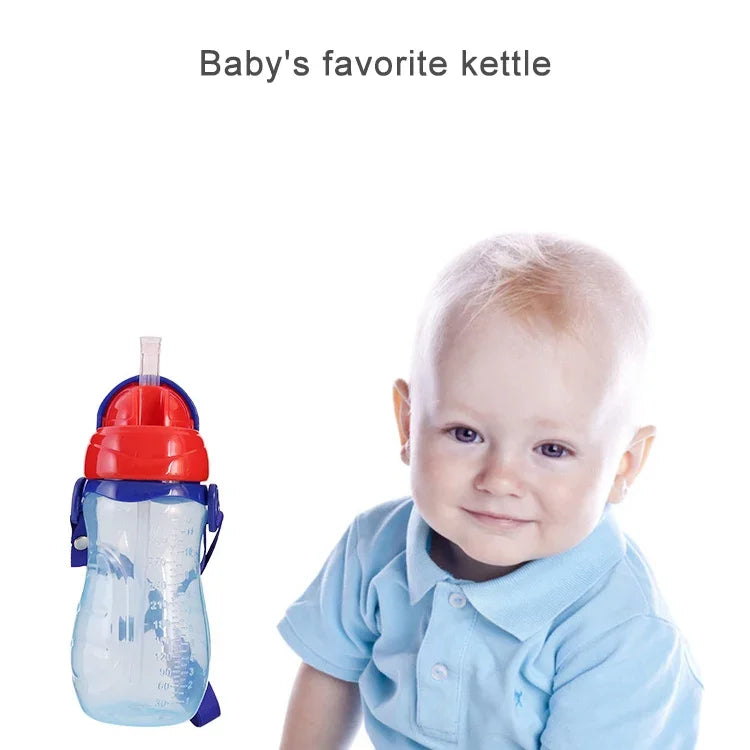 Biberon d'eau pour bébé avec paille, portable, motif dessin animé, tasses d'apprentissage, gourdes de sport, tasses d'alimentation pour bébé