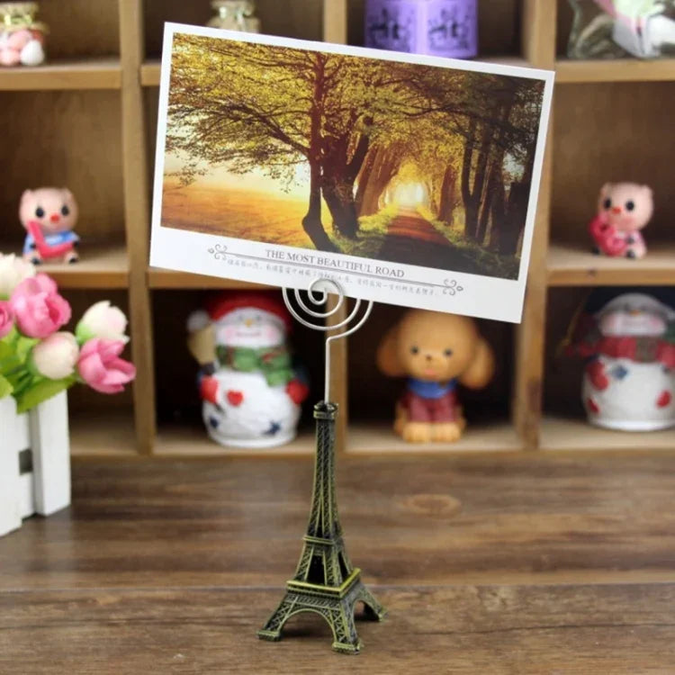 Pince Porte-Photo Tour Eiffel Miniature Support de Carte Cadeau Déco Maison, Livraison Couleur Aléatoire, Porte-Cartes Forme Tour Eiffel