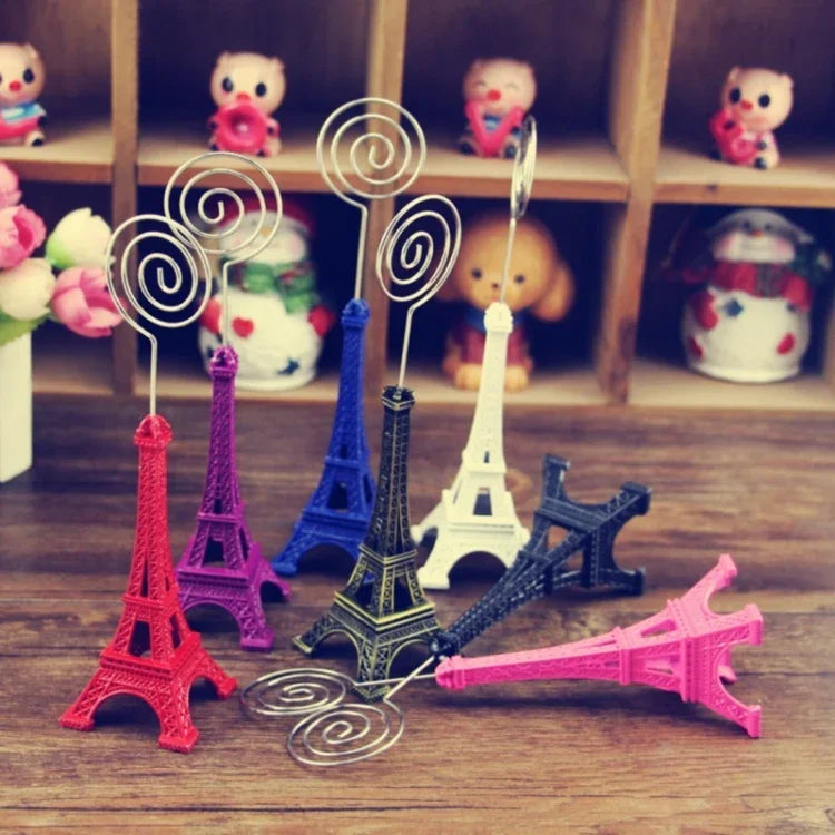 Pince Porte-Photo Tour Eiffel Miniature Support de Carte Cadeau Déco Maison, Livraison Couleur Aléatoire, Porte-Cartes Forme Tour Eiffel
