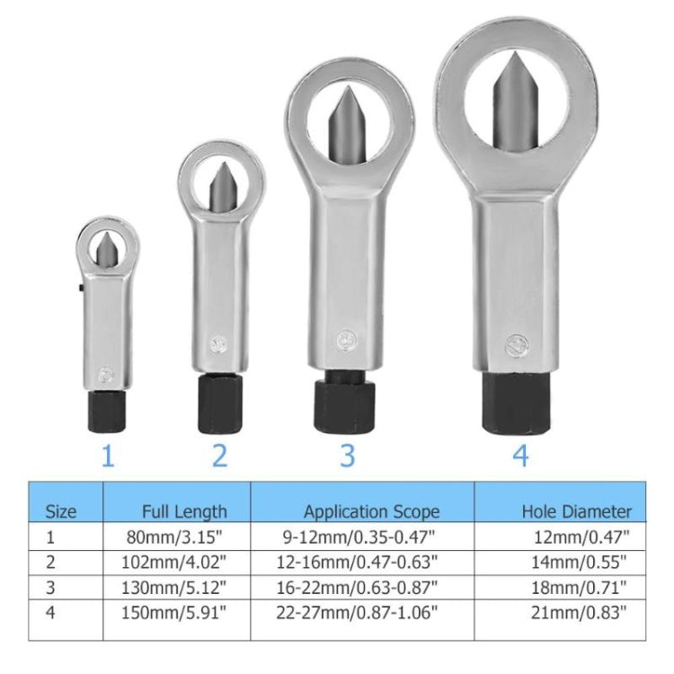 Séparateur d'écrou rouillé 4-en-1, extracteur d'écrou 4-en-1