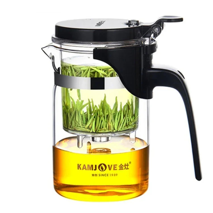 KAMJOVE Théière élégante à infusion de thé, théière de bureau pour fleurs, service à thé en verre résistant à la chaleur, K-200 400 ml, K-201 500 ml, K-202 750 ml, K-203 600 ml, K-204 600 ml, K-205 900 ml