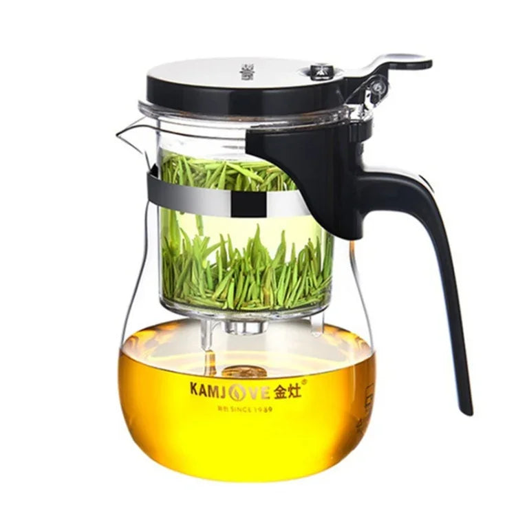 KAMJOVE Théière élégante à infusion de thé, théière de bureau pour fleurs, service à thé en verre résistant à la chaleur, K-200 400 ml, K-201 500 ml, K-202 750 ml, K-203 600 ml, K-204 600 ml, K-205 900 ml