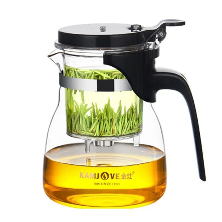 KAMJOVE Théière élégante à infusion de thé, théière de bureau pour fleurs, service à thé en verre résistant à la chaleur, K-200 400 ml, K-201 500 ml, K-202 750 ml, K-203 600 ml, K-204 600 ml, K-205 900 ml