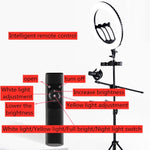 Kit d'éclairage vidéo de vlogging HQ-18N 18 pouces 45cm Anneau LED avec télécommande, pince téléphone et support trépied 2,1m, prise EU, 18 pouces