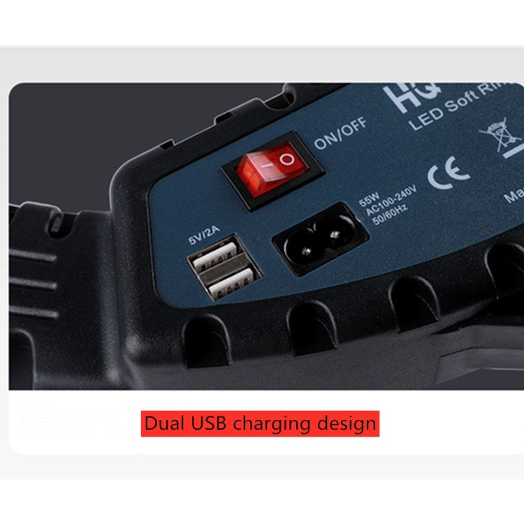 Kit d'éclairage vidéo de vlogging HQ-18N 18 pouces 45cm Anneau LED avec télécommande, pince téléphone et support trépied 2,1m, prise EU, 18 pouces