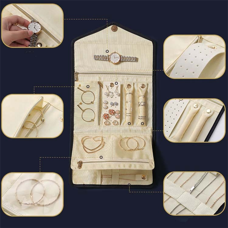 P.travel Sac de rangement portable multifonctionnel pour boucles d'oreilles, bagues et bijoux