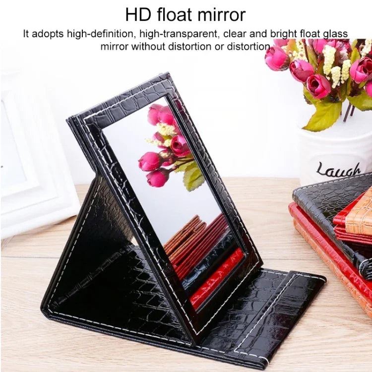 Miroir de Maquillage en Cuir en Forme de Carré Motif Alligator Portable, Noir L 18x25.5x1.6CM, Noir M15x20.5x1.6CM, Noir S 12x17.5x1.6CM, Marron L 18x25.5x1.6CM, Marron M15x20.5x1.6CM, Marron S 12x17.5x1.6CM, Rouge L 18x25.5x1.6CM, Rouge M15x20.5x1....