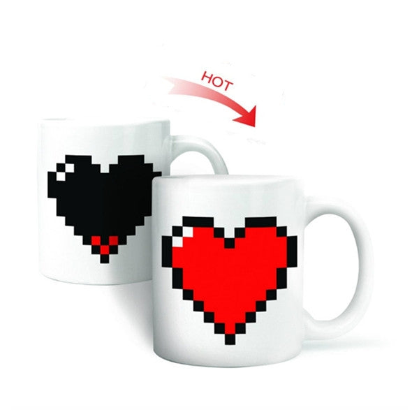 Tasse magique créative à changement de température en forme de cœur, tasses caméléon à changement de couleur, tasse à café, thé, lait sensible à la chaleur, tasse à changement de couleur