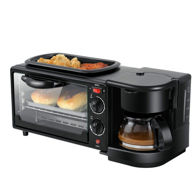 Machine à petit-déjeuner électrique 3 en 1, cafetière multifonction + poêle à frire + mini-four, four à pain et pizza domestique, cafetière multifonction 3 en 1
