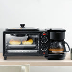 Machine à petit-déjeuner électrique 3 en 1, cafetière multifonction + poêle à frire + mini-four, four à pain et pizza domestique, cafetière multifonction 3 en 1