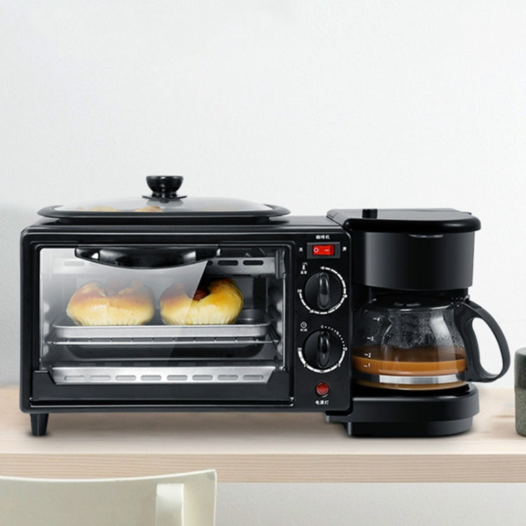 Machine à petit-déjeuner électrique 3 en 1, cafetière multifonction + poêle à frire + mini-four, four à pain et pizza domestique, cafetière multifonction 3 en 1